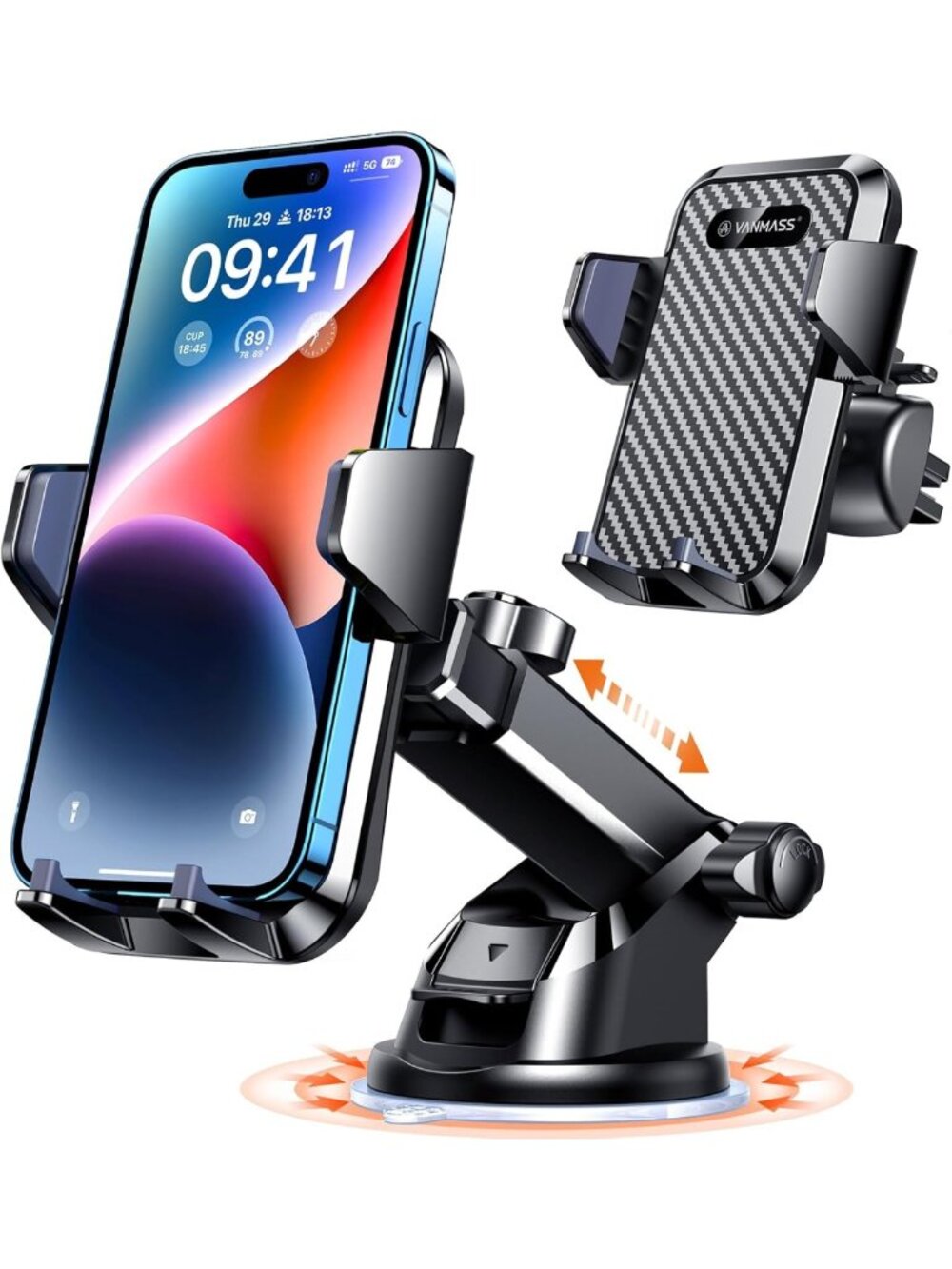 Ultimate Car Phone Mount - 85+ lbs Strong Suction, Military-Grade Design, Secure